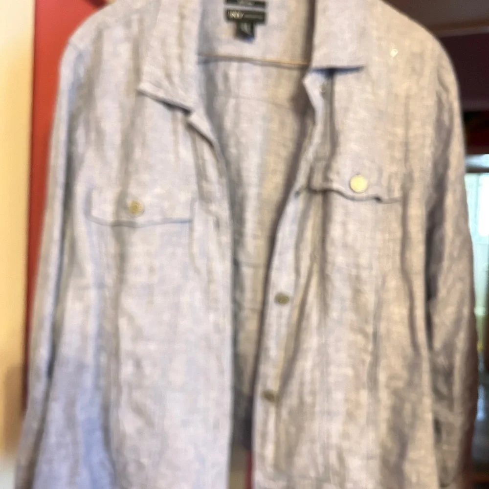 Jones New York Linen Jacket in Light Blue - Picture 1 of 2